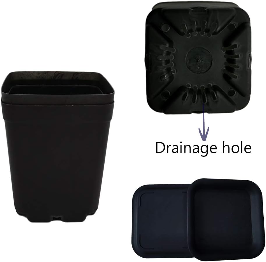 24 Macetas Plástico Cuadradas 7.6cm Negras para Interior y Exterior