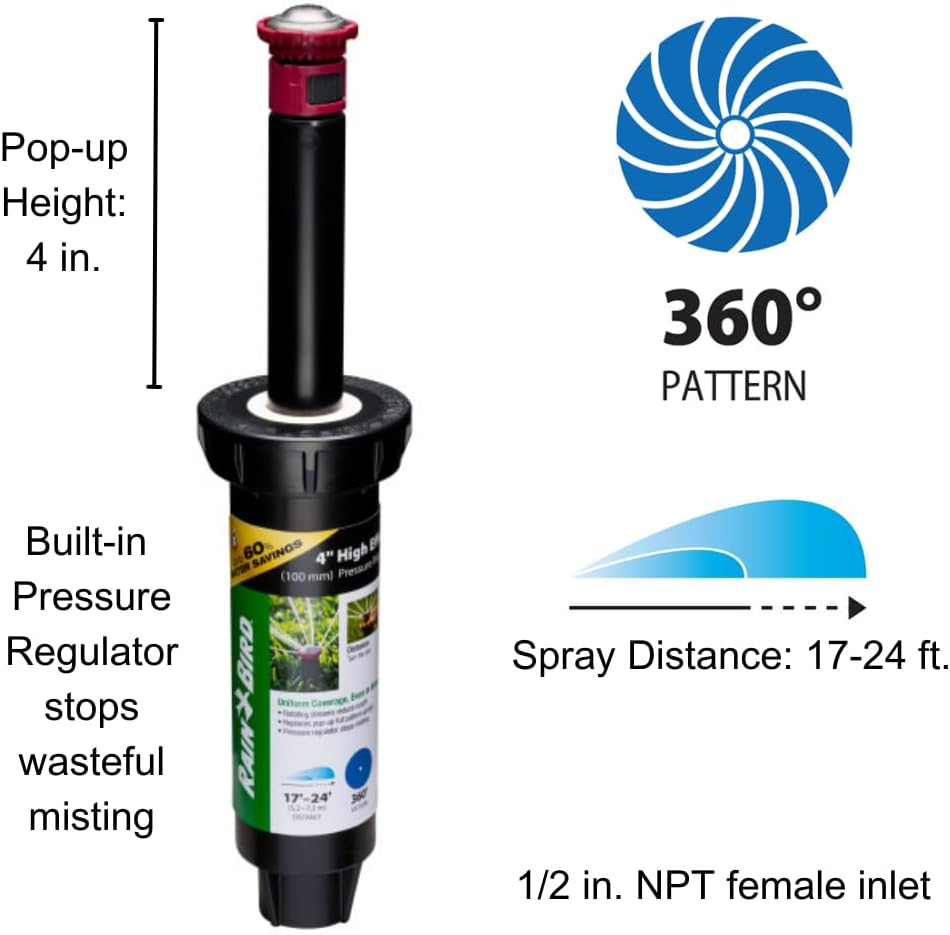 Aspersor giratorio profesional 360° 17-24pies 4pulg