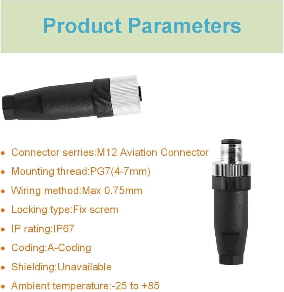Conector aviación M12 5pines IP67 industrial