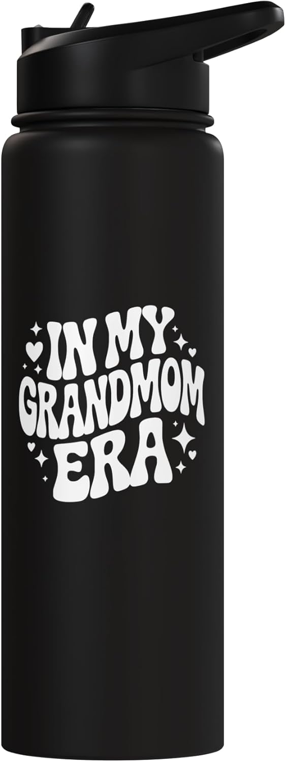 Botella agua acero inox aislada con mensaje abuela