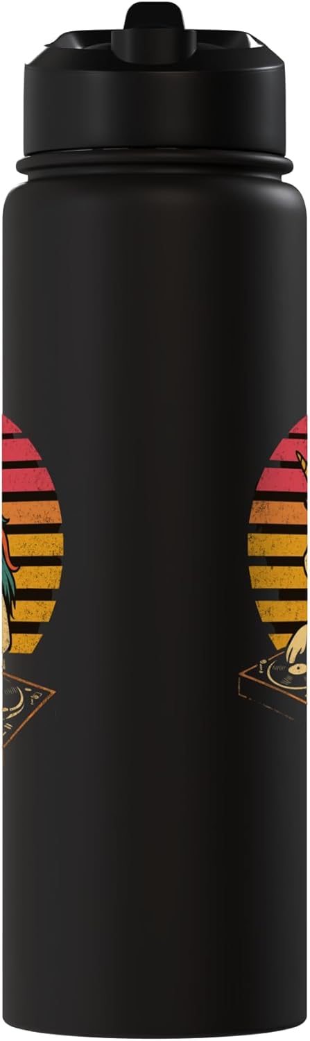 Bottella de agua aislada DJ unicorn retro stainless sin BPA