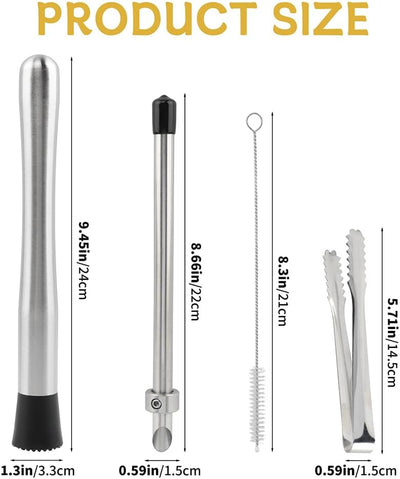 Perforador paja y muddler acero inox para limonada