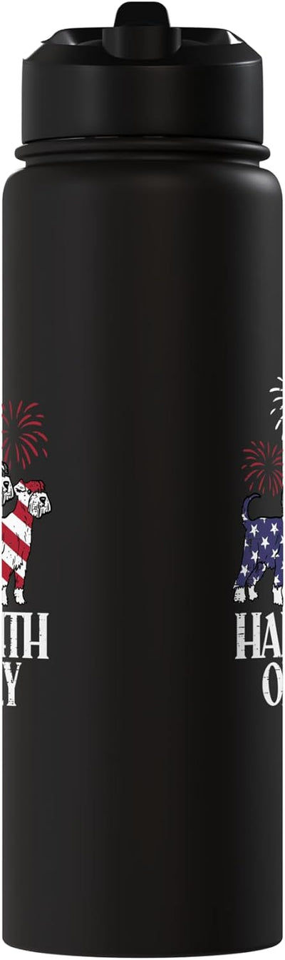 Botella de agua acero inoxidable insulada perros patrióticos 4th July