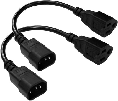 Paquete 2 cables adaptador IEC 320 C14 a NEMA 5-15R tipo B negro