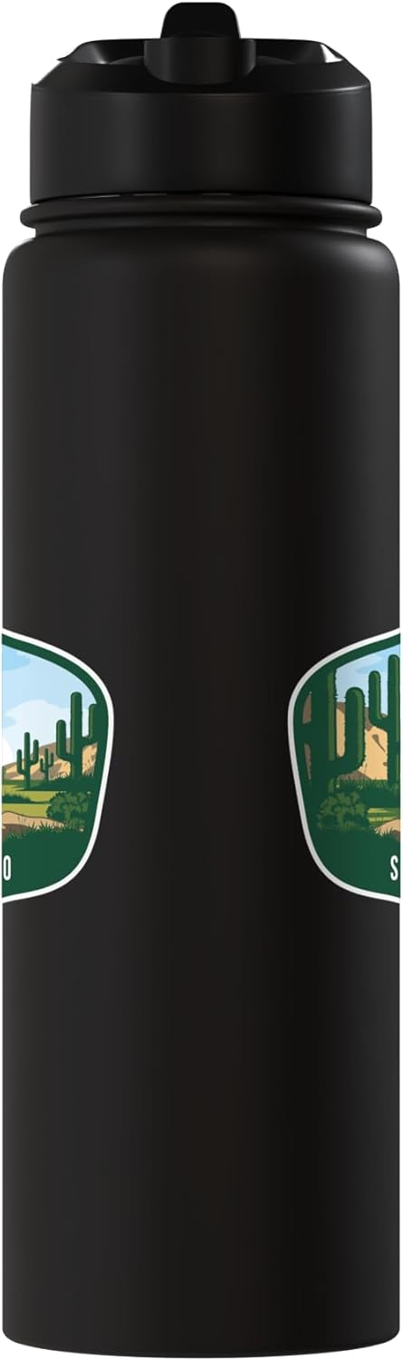 Botella de agua acero inoxidable aislada Parque Nacional Saguaro