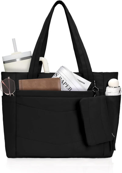 Bolsa mujer con compartimento laptop 15.6pulg y soporte taza 2pzas
