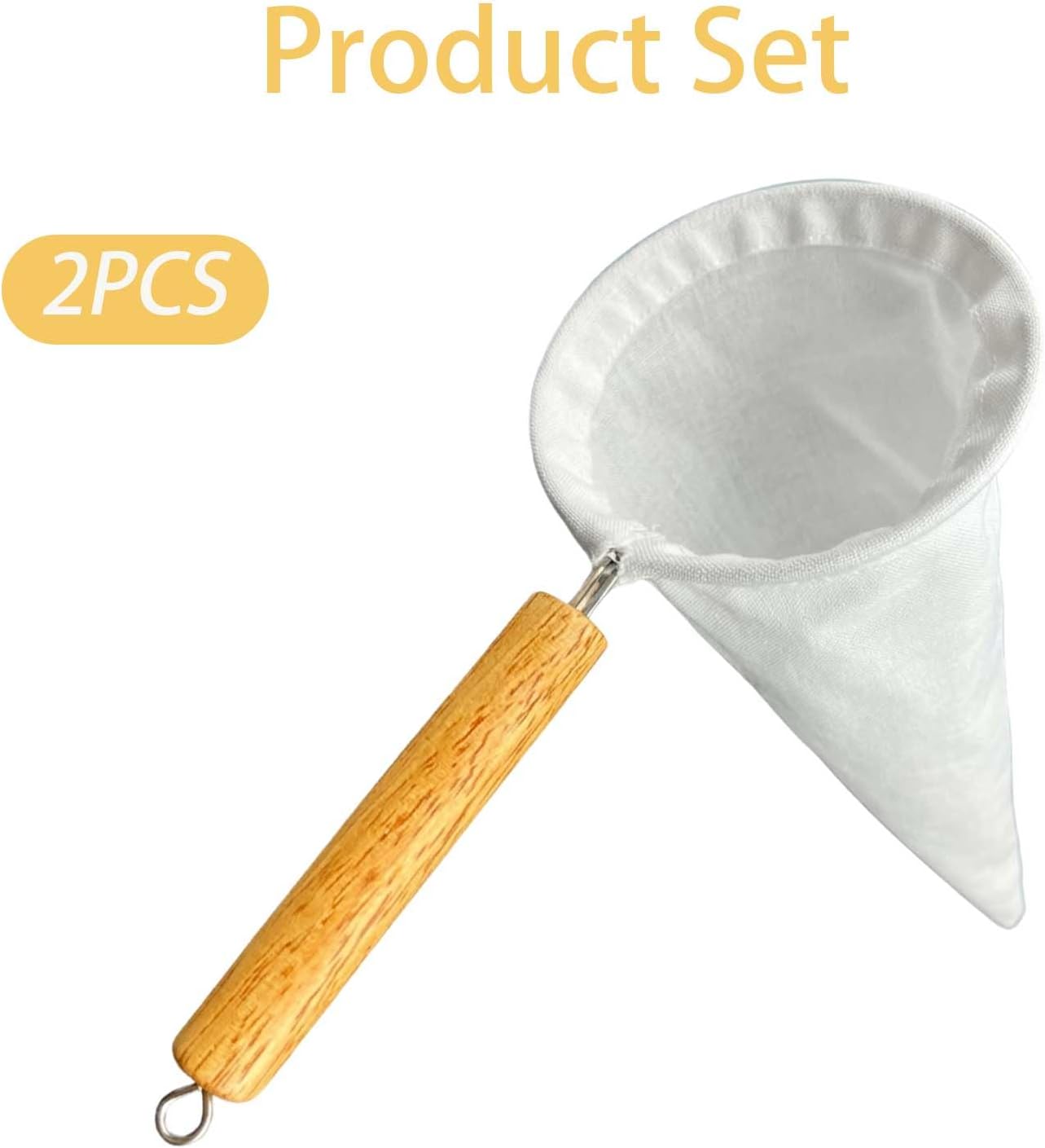2 Pzas Filtro Cafés Reutilizable con Mango Madera 8.27pulg