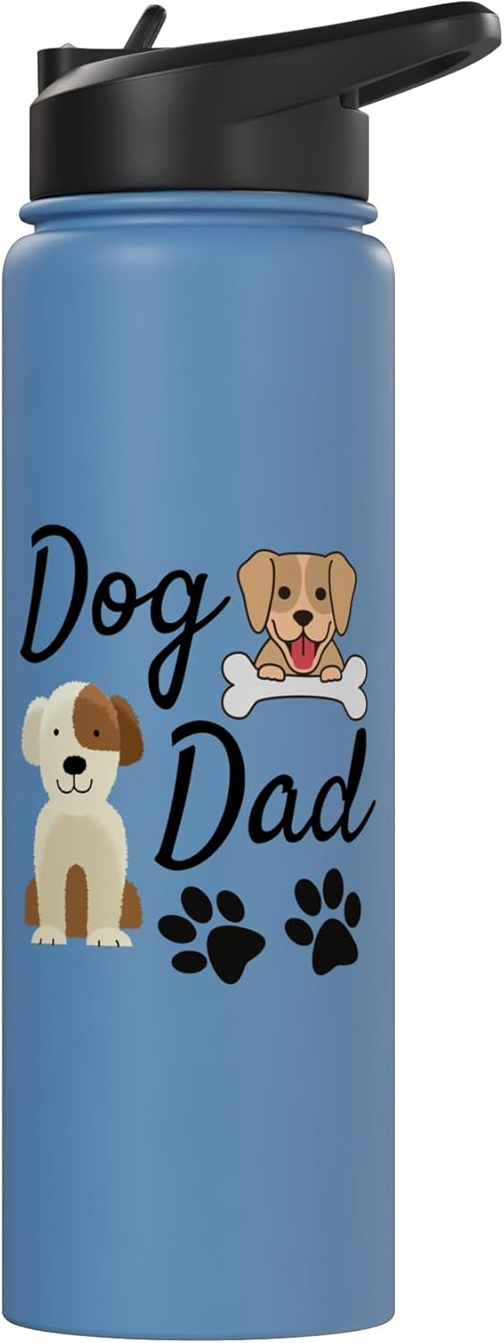 Botella de agua acero inoxidable con slogan para papá amante de los perros
