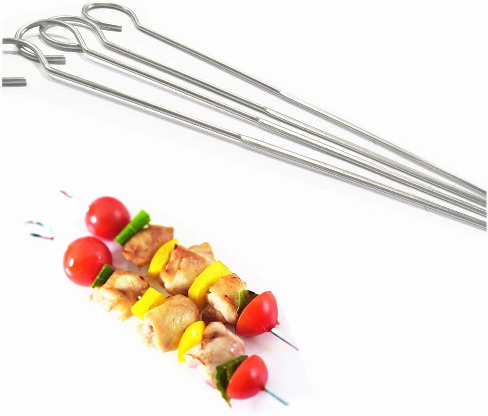 Set 4 brochetas acero inox 13pulg para asar shish kebab