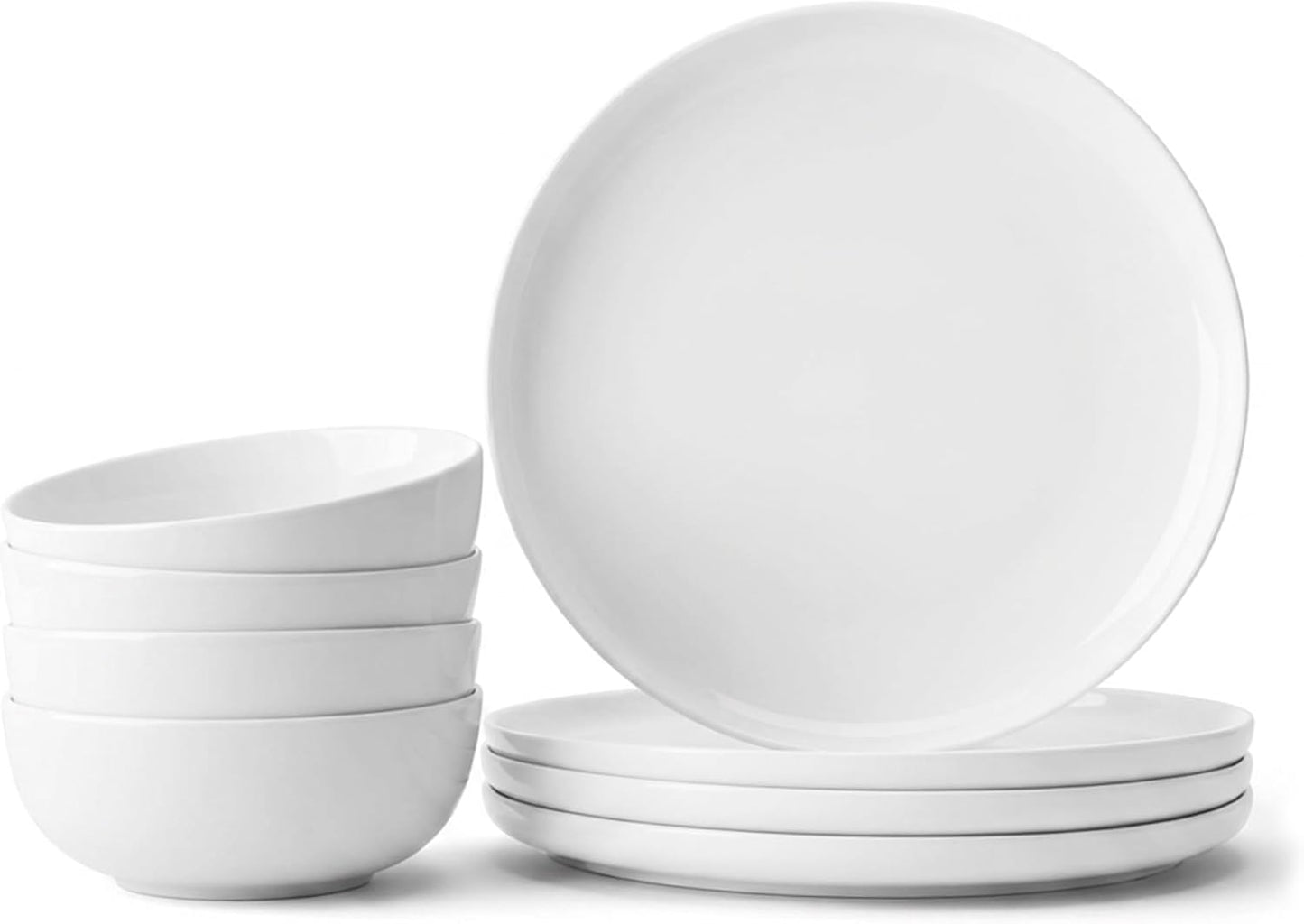 Juego de platos y tazas WishDeco para 4 en blanco
