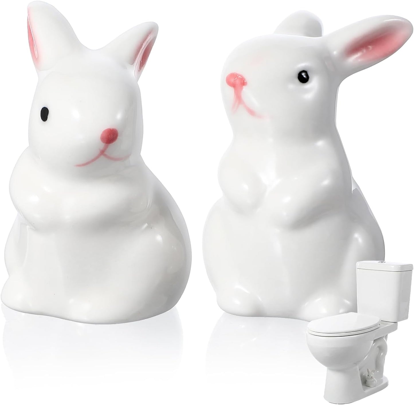 2 Fundas Cerámica Pernos Inodoro Tapas Rosca Conejo Blanco