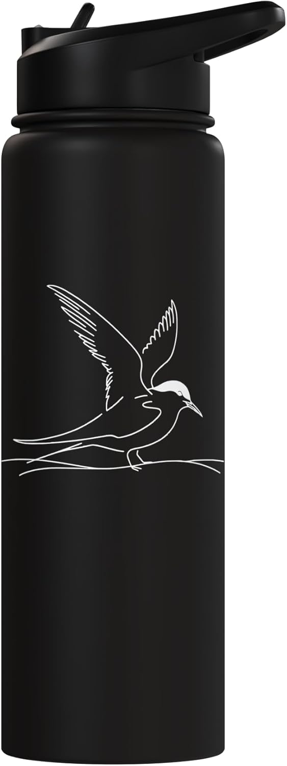 Bottella de agua acero inoxidable aislada Arctic Tern Line Art Birdwatcher