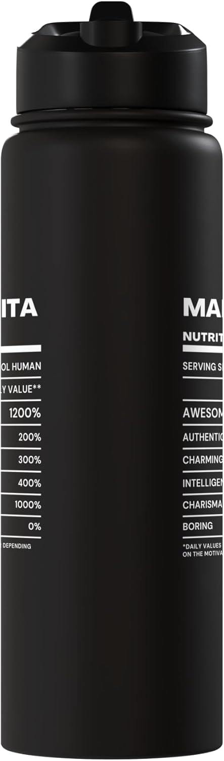 Botella de agua aislada acero inoxidable Margarita Nutrition Facts Name
