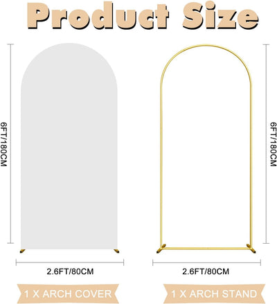 Soporte arco boda 6ft cubierta spandex blanco marco dorado