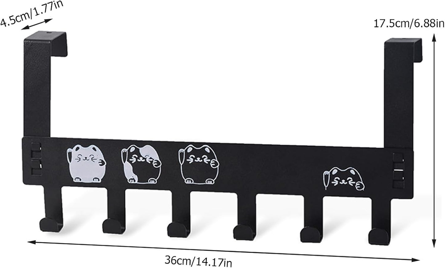 Ganchos para puerta de gatos negros 14.2pulg para llaves sala baño