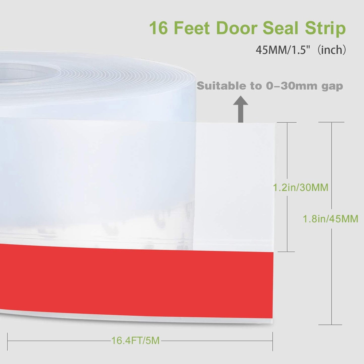 Sello puerta vidrio silicona transparente 1.772in