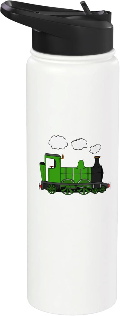 Botella de agua aislada modelo tren de vapor acero inoxidable verde