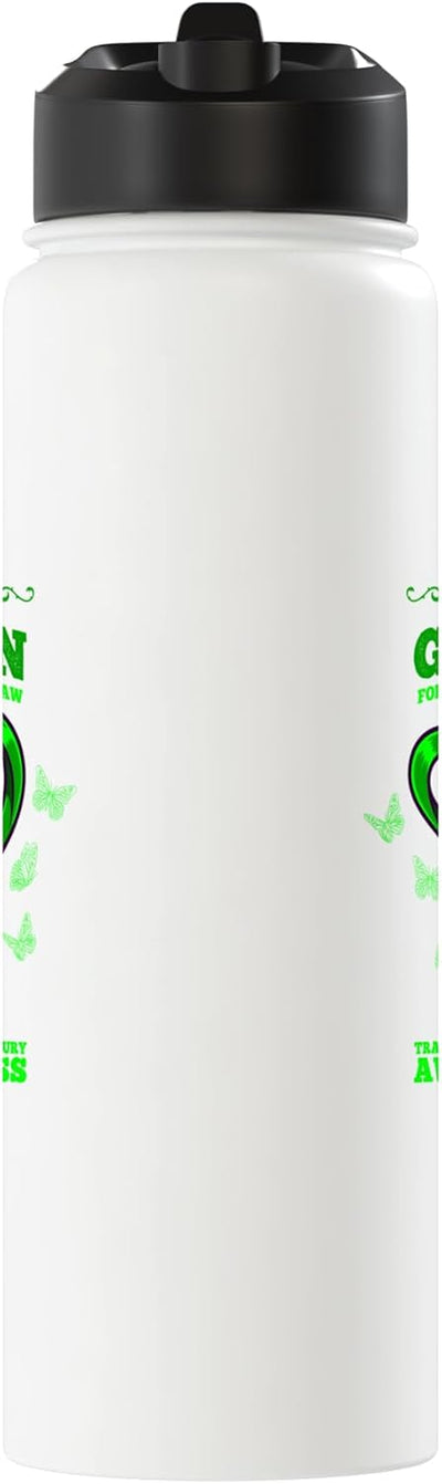 Botella de agua acero inoxidable sin BPA con mensaje de conciencia sobre lesiones cerebrales