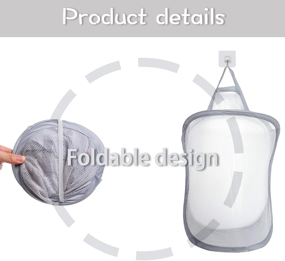 2 Cestas Plegables Ropa Sucia Asa Malla Gris