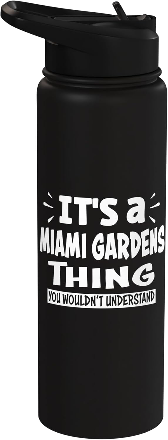 Bottella de agua acero inoxidable aislada Miami Gardens Lovers