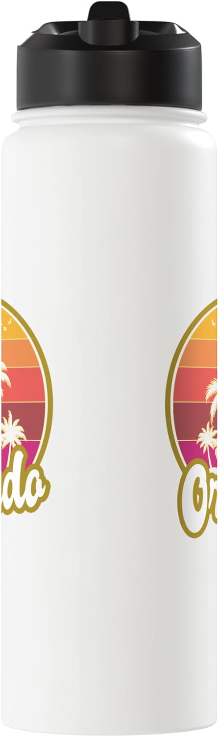 Botella agua aislada acero inox Orlando FL atardecer retro