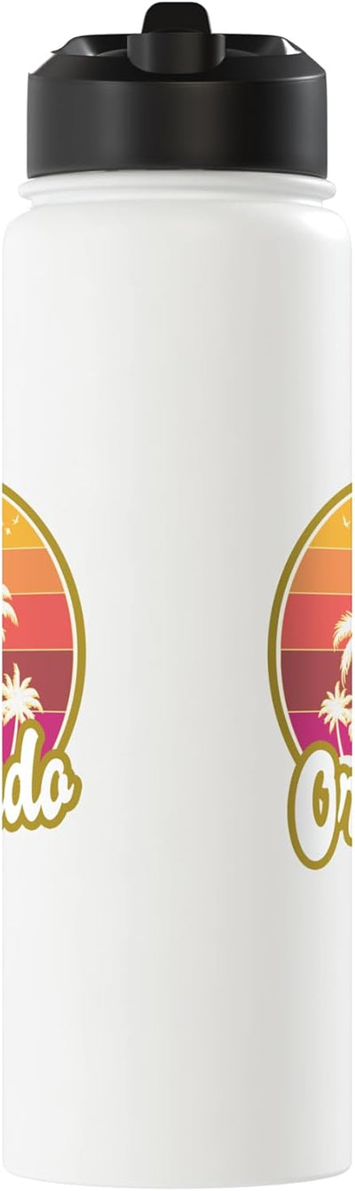Botella agua aislada acero inox Orlando FL atardecer retro