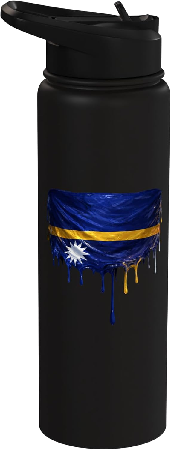 Botella de agua aislada bandera de Nauru acero inoxidable