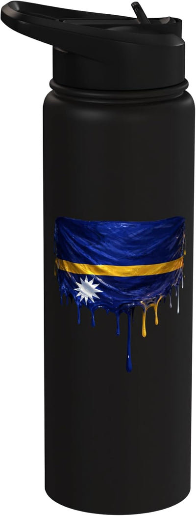 Botella de agua aislada bandera de Nauru acero inoxidable