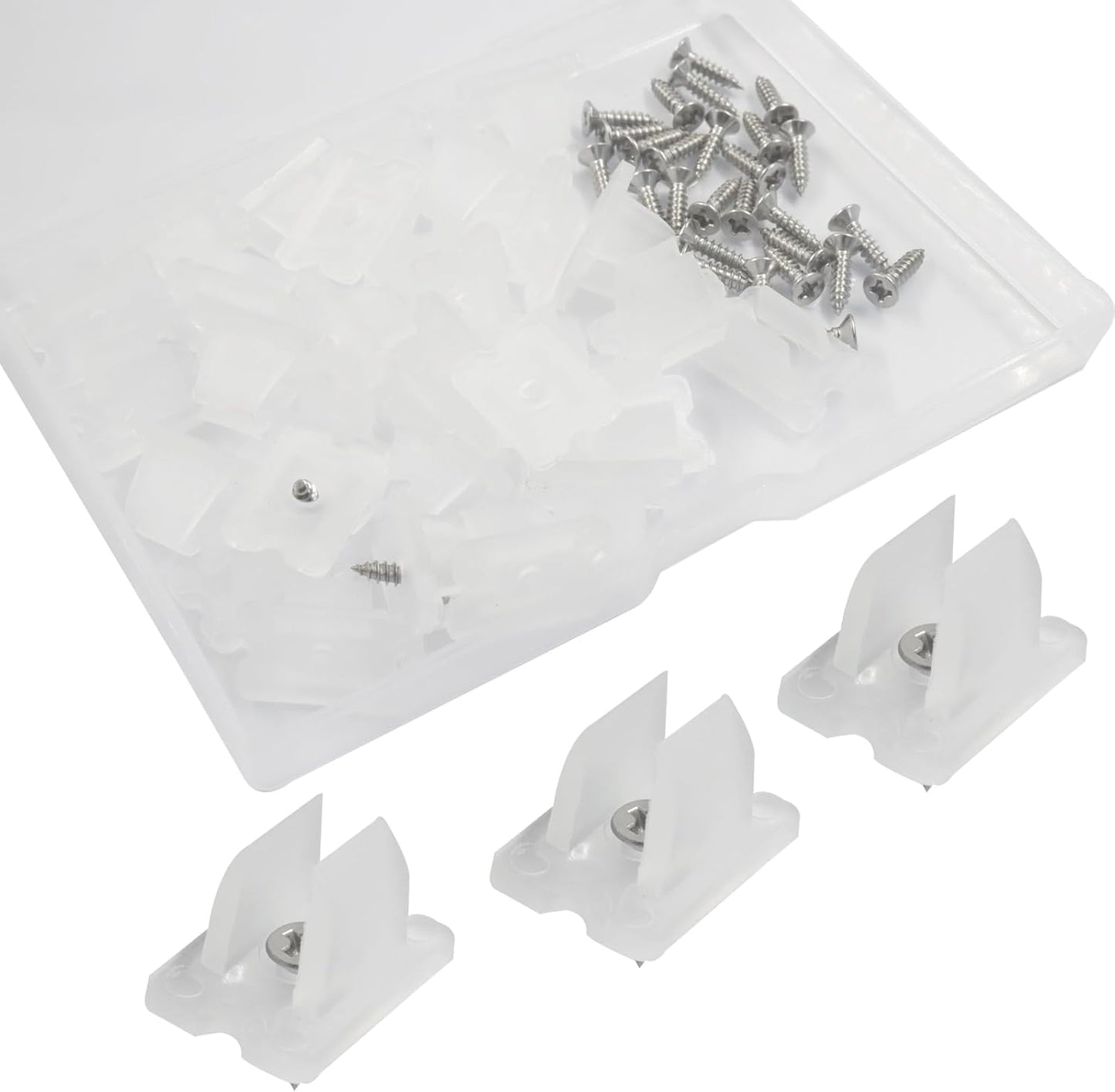 Pack 30 clips montaje tira LED soportes translúcidos impermeables