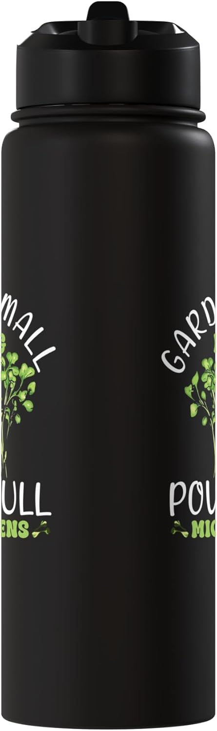 Botella de agua aislada acero inoxidable microgreens
