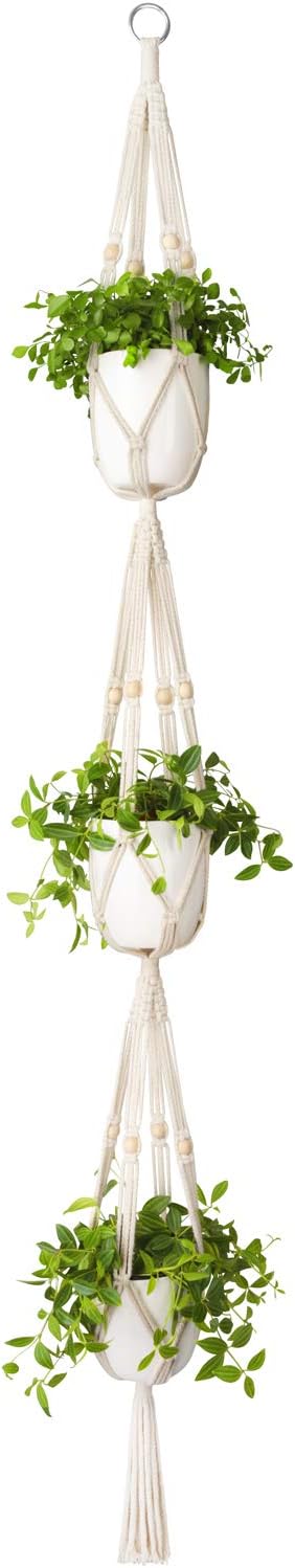 Soporte plantas colgante macramé 3 niveles 70pulg