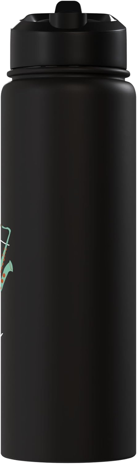 Botella de agua aislada de acero inoxidable saxofonista