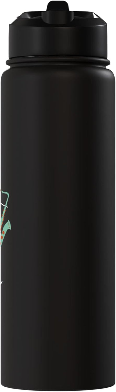 Botella de agua aislada de acero inoxidable saxofonista