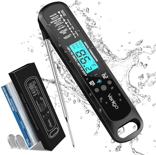 Termómetro digital para carne con luz y imán, negro