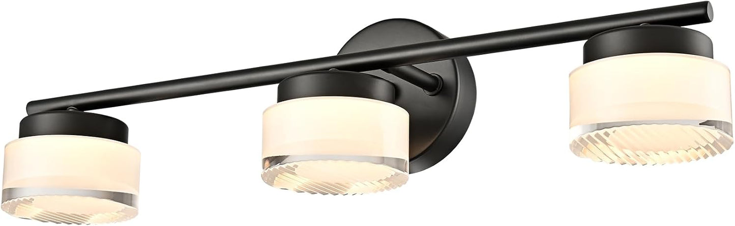 Lámpara LED tocador baño 3 luces 21pulg negro mate