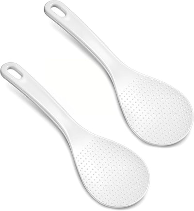 Espátula arroz 2 cucharas antiadherentes plástico blanco 7.7pulg