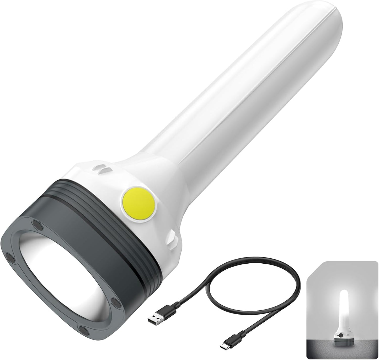 Linterna LED 2en1 recargable con luz estroboscópica camping coche
