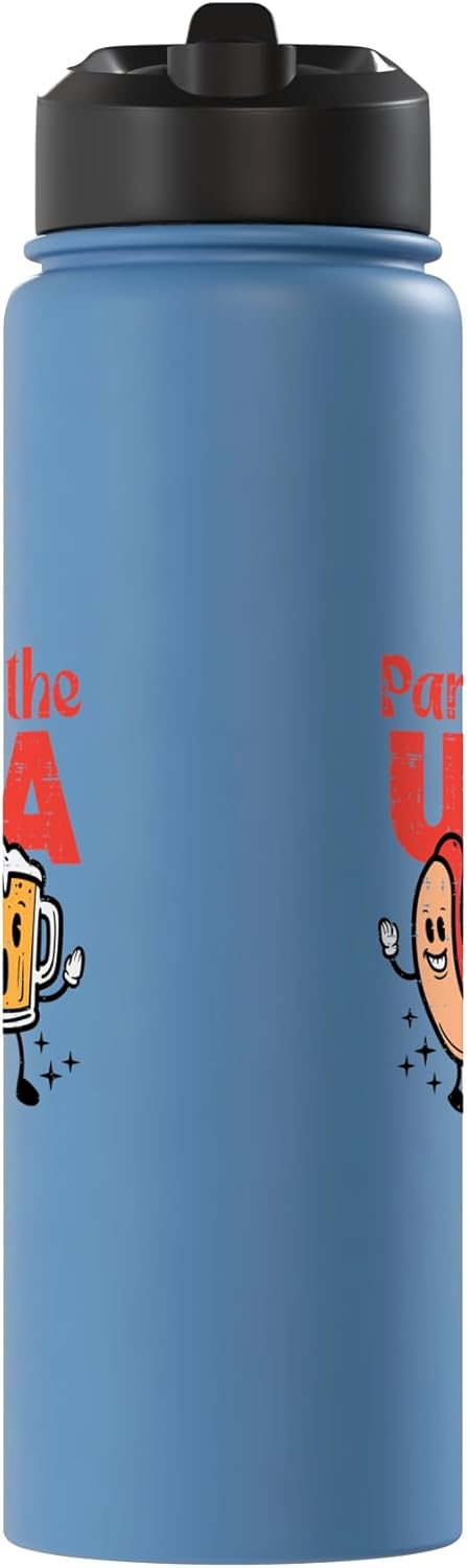 Botella de agua aislada de acero inoxidable con tema 4 de julio
