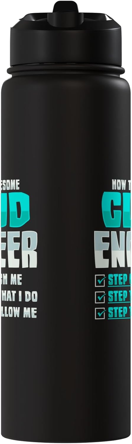 Botella de agua aislada acero inoxidable para administrador de nube y devops