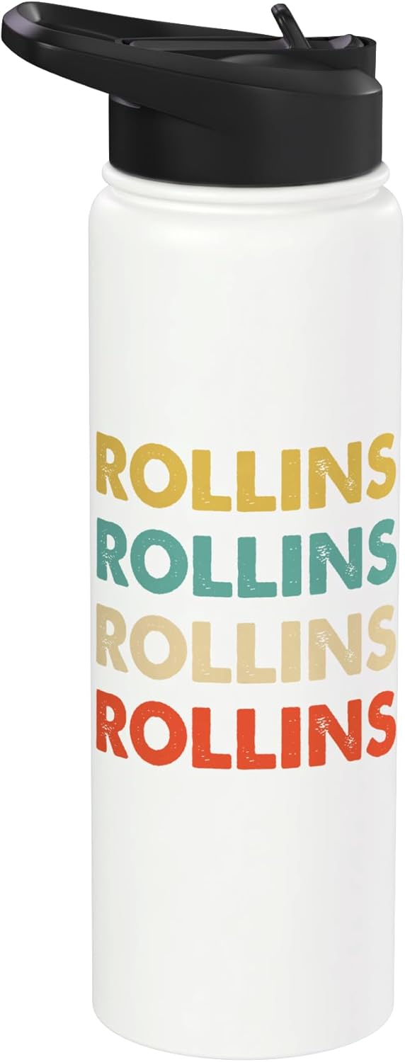 Botella de agua acero inoxidable aislada Rollins Name