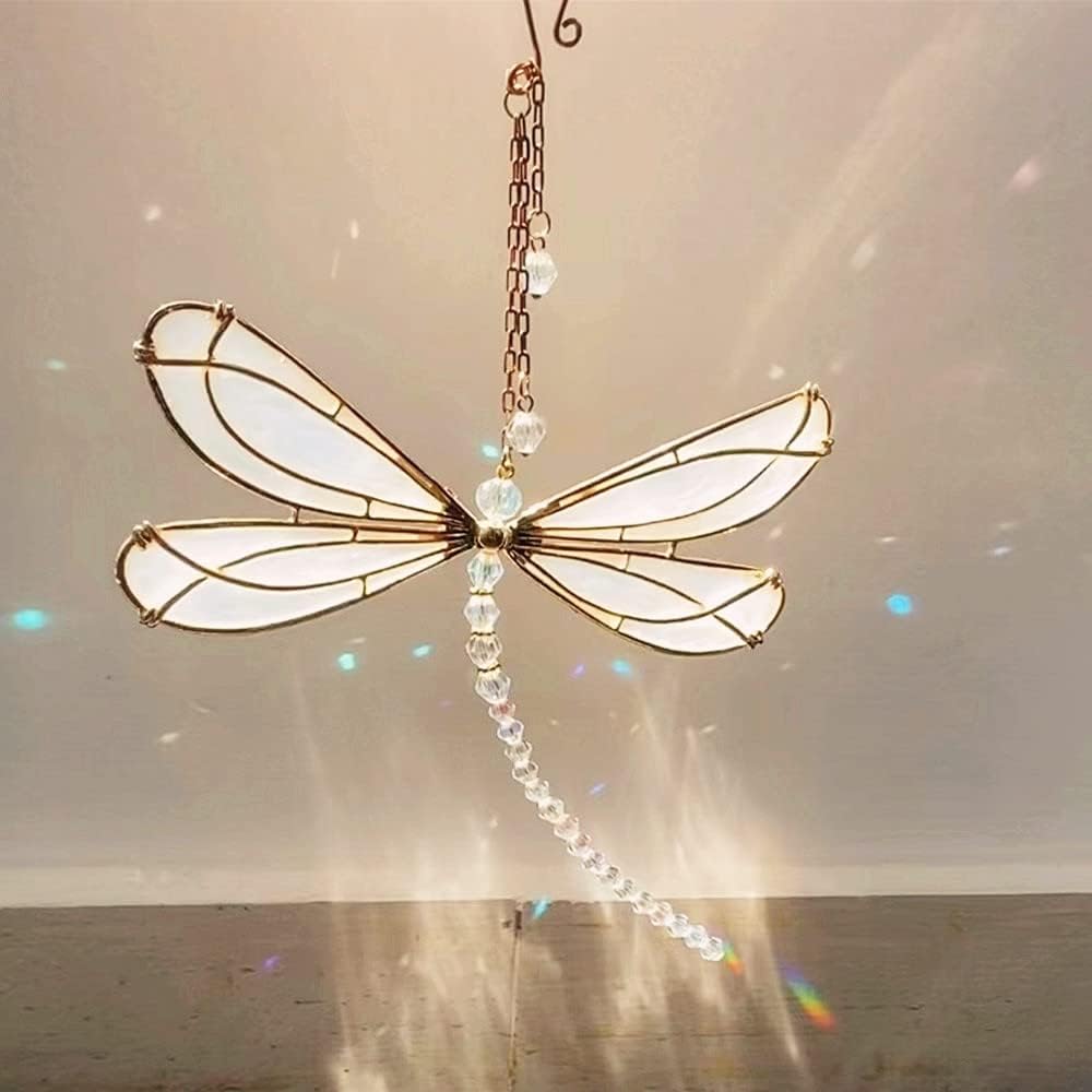 Prisma cristal libélula arcoíris adorno para ventana jardín