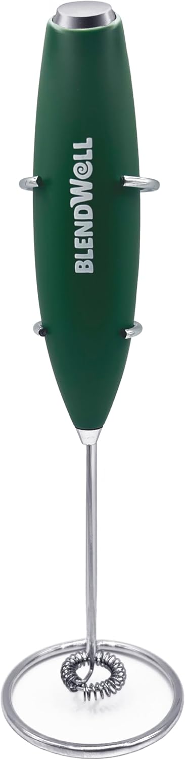 Espumador de leche eléctrico BlendWell para café y matcha con soporte