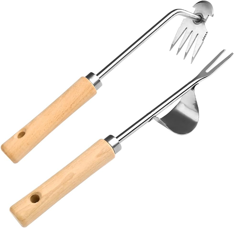 Desmalezadora manual acero inox 2 pzas mango madera