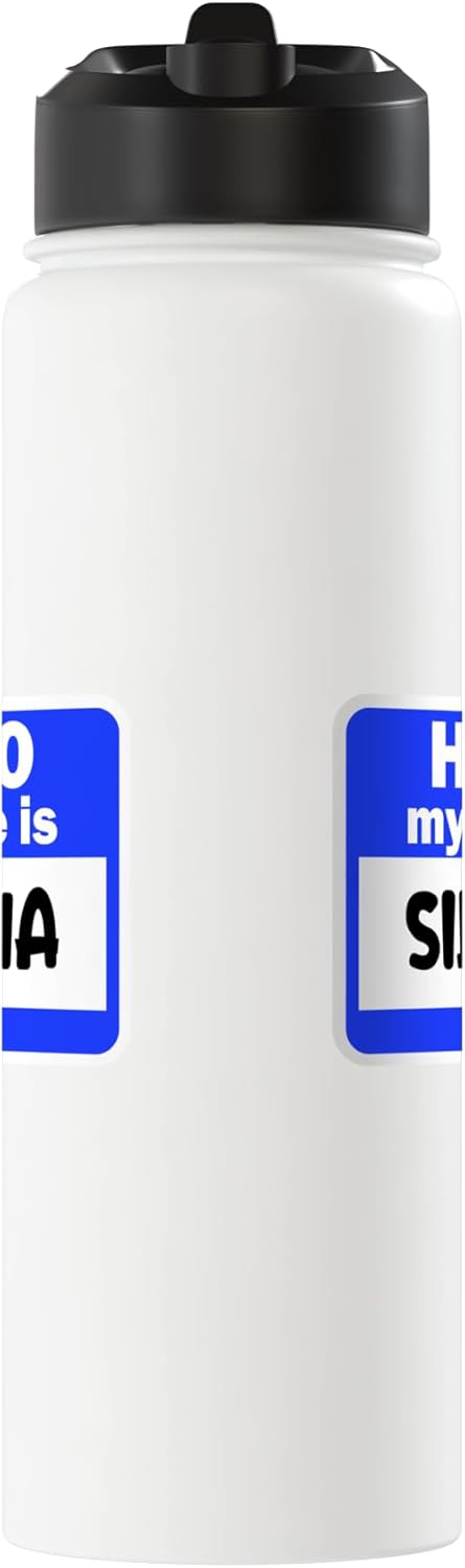 Botella de agua aislada de acero inoxidable con nombre Silvana
