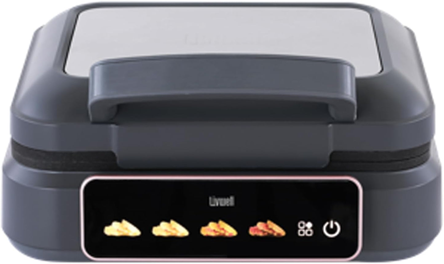 Máquina gofres Smart Touch 4x8pulg con placas antiadherentes gris