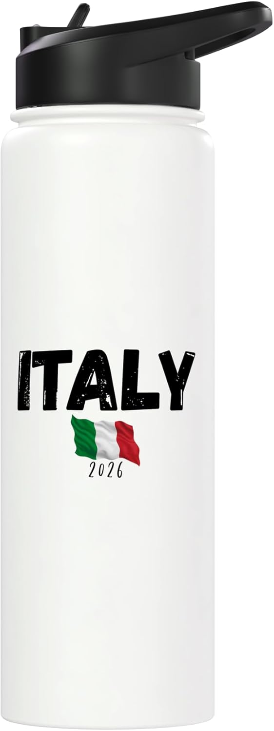 Botella de agua aislada de acero inoxidable con bandera Italia