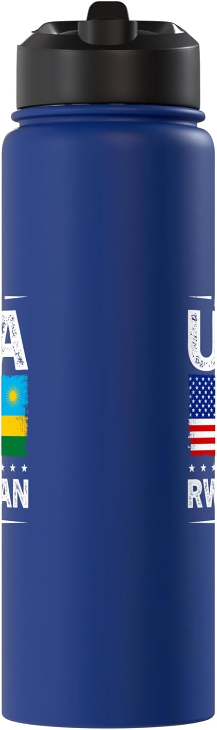 Botella de agua acero inoxidable sin BPA con bandera de Ruanda
