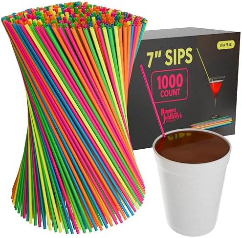 Palitos altos de plástico para café de 7 pulgadas neón