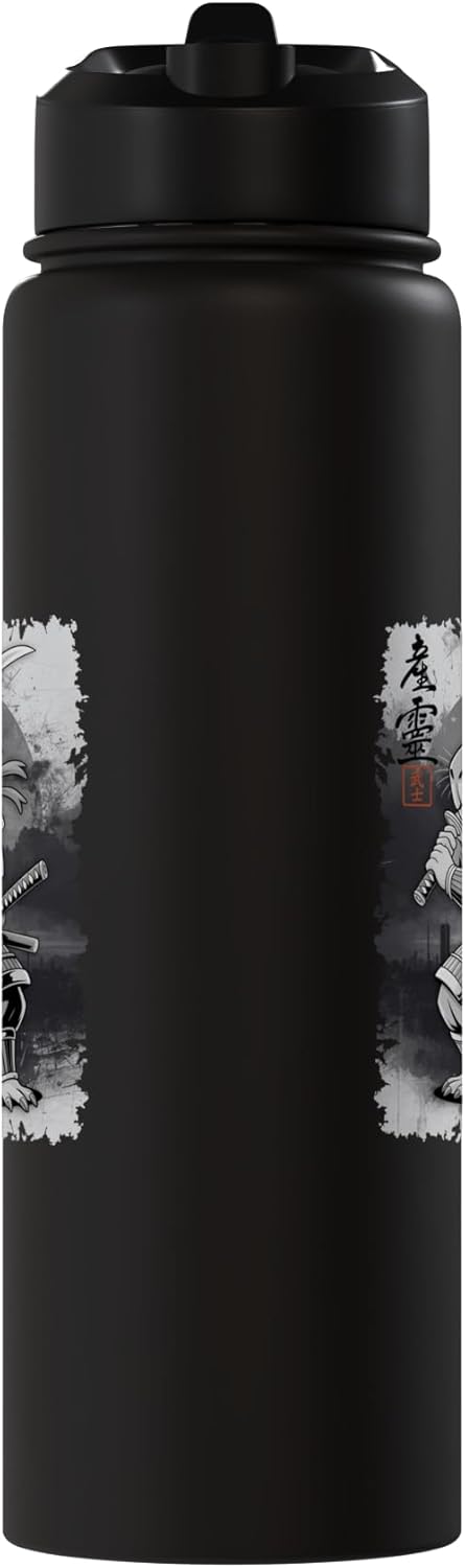 Botella de agua acero inoxidable Capybara Samurai estilo grunge