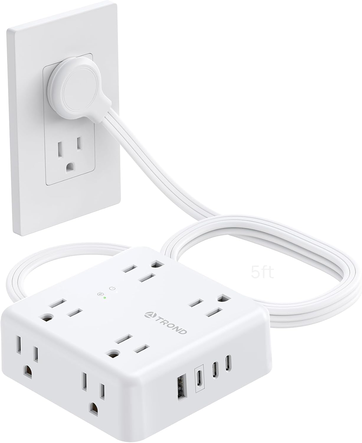 Regleta sobretensiones plano 5ft 8 tomas 4 puertos USB
